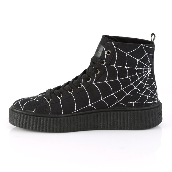 Mens Spider Web High Top Goth Platform Creeper Sneakers